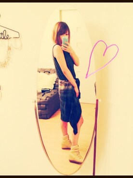 「DRWCYS（ドロシーズ）のアイテム（シャツ/ブラウス、ブルー系）」を使った、☆rie☆さん（レディース・160cm）の夏コーディネート