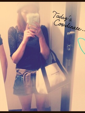 「LILY BROWN（リリーブラウン）のアイテム（Tシャツ/カットソー、ブラック系）」を使った、☆rie☆さん（レディース・160cm）の秋コーディネート