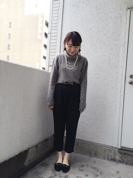 「おおぶりピアス」｜「アイテム（ソックス/靴下）」を使った、ももこ＊さん（レディース・156cm）の冬コーディネート