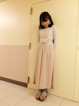 「おおぶりピアス」｜「アイテム（ソックス/靴下）」を使った、ももこ＊さん（レディース・156cm）の春コーディネート