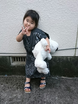 「SNOOPY（スヌーピー）のアイテム（雑貨/ホビー）」を使った、Tsuru Mihokoさん（キッズ・100cm）の夏コーディネート