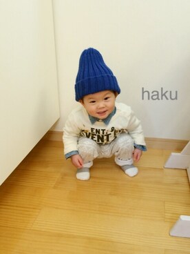 「スウェット×シャツ」｜みっちさん（キッズ・80cm）の冬コーディネート