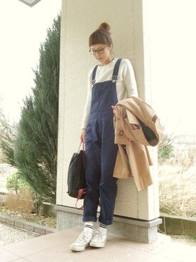 「RCWB（アールシーダブリュービー）のアイテム（オールインワン・サロペット）」を使った、みっちさん（レディース・168cm）の冬コーディネート