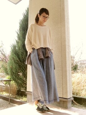 「ショート丈トップス」｜「アイテム（福袋/福箱）」を使った、みっちさん（レディース・168cm）の春コーディネート