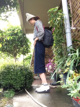 「OZOC（オゾック）のアイテム（デニムスカート）」を使った、みっちさん（レディース・168cm）の春コーディネート