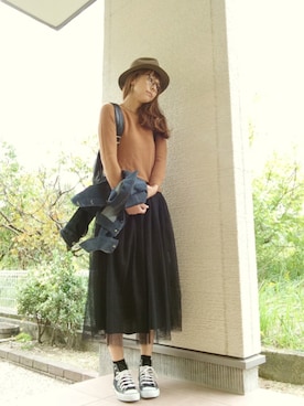 「UNTITLED（アンタイトル）のアイテム（デニムジャケット）」を使った、みっちさん（レディース・168cm）の秋コーディネート