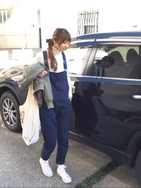 「RCWB（アールシーダブリュービー）のアイテム（オールインワン・サロペット）」を使った、みっちさん（レディース・168cm）の冬コーディネート