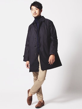 「BEAMS（ビームス）のアイテム（ステンカラーコート）」を使った、宮本雅章さん（メンズ・176cm）の秋コーディネート