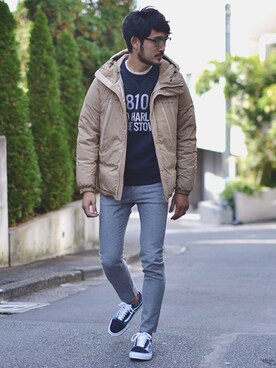 「BEAMS（ビームス）のアイテム（ダウンジャケット/コート）」を使った、宮本雅章さん（メンズ・176cm）の秋コーディネート