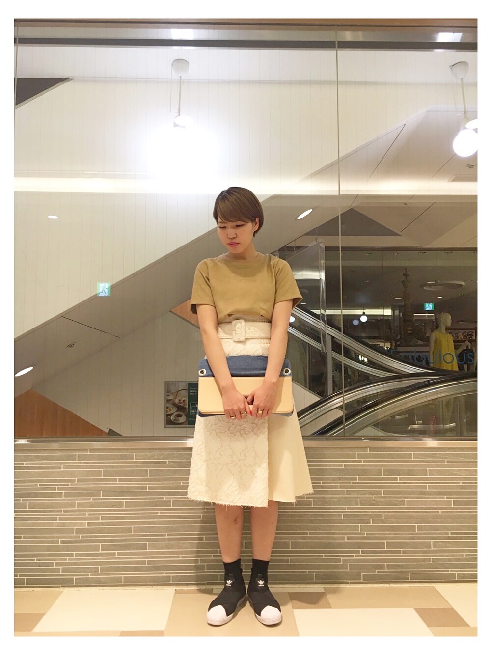 UNITED TOKYO＊ミックスレーススカート - ひざ丈スカート