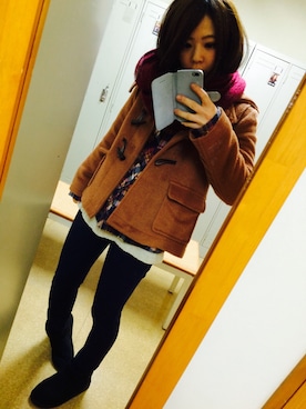 「仕事着」｜「アイテム（ダッフルコート）」を使った、HaRuNaさん（レディース・153cm）の春コーディネート