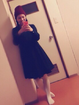 「ehka sopo（エヘカソポ）のアイテム（ワンピース、グリーン系）」を使った、yyyさん（レディース・158cm）の冬コーディネート