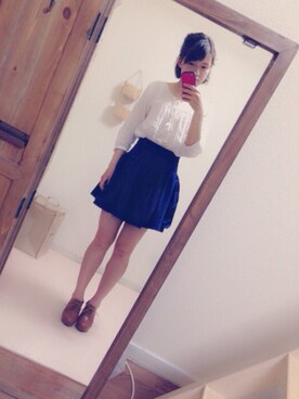 「？のアイテム（シャツ/ブラウス、ホワイト系）」を使った、yyyさん（レディース・158cm）の春コーディネート