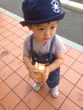 「アイテム（肌着、パープル系）」を使った、towapiさん（キッズ・80cm）の夏コーディネート