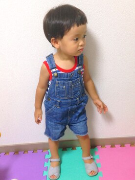 「PEEP ZOOMのアイテム（サンダル）」を使った、towapiさん（キッズ・80cm）の夏コーディネート