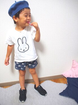 「ドラフトGAP」｜「アイテム（ハンチング/ベレー帽）」を使った、towapiさん（キッズ・90cm）の夏コーディネート