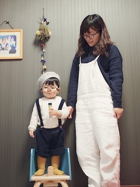 「studio CLIP（スタディオクリップ）のアイテム（オールインワン・サロペット）」を使った、yutanxmskさん（キッズ・80cm）の冬コーディネート