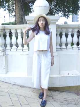 「I.Tのアイテム（帽子）」を使った、Ashley Soo.さん（レディース・165cm）の夏コーディネート