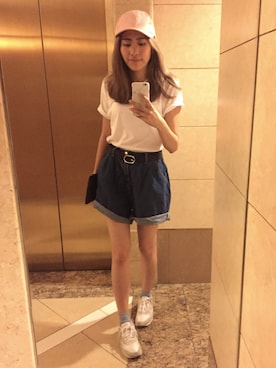 「CHAPTER WORLD PREMIUM（チャプターワールドプレミアム）のアイテム（帽子）」を使った、Ashley Soo.さん（レディース・165cm）の夏コーディネート
