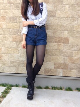 「DHOLIC（ディーホリック）のアイテム（ブーツ、ブラック系）」を使った、はらぺこあおむし🐛さん（レディース・159cm）の秋コーディネート