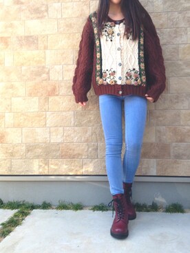 「NOUGAT LONDONのアイテム（ニット/セーター、ブラウン系）」を使った、はらぺこあおむし🐛さん（レディース・159cm）の秋コーディネート