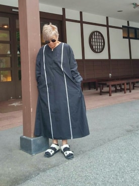 「UNIQLO（ユニクロ）のアイテム（ワンピース、ブラック系）」を使った、麦穂さん（レディース・153cm）の夏コーディネート
