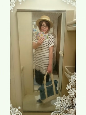 「axes femme（アクシーズファム）のアイテム（カーゴパンツ）」を使った、えっつんさん（レディース・158cm）の夏コーディネート