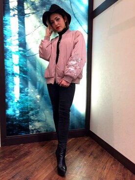 「SpRay（スプレイ）のアイテム（ブルゾン）」を使った、SpRayPREMIUM成田店さん（レディース・158cm）の冬コーディネート