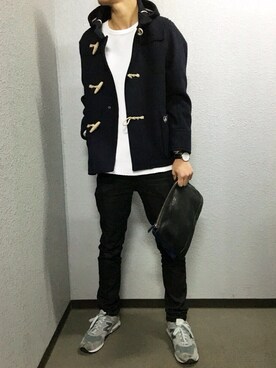 「ダニエルウェリントン」｜「アイテム（ダッフルコート）」を使った、RIKURIさん（メンズ・182cm）の冬コーディネート