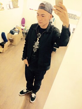 「REMIX（リミックス）のアイテム（その他アウター）」を使った、亞仕登さん（メンズ・180cm）の秋コーディネート