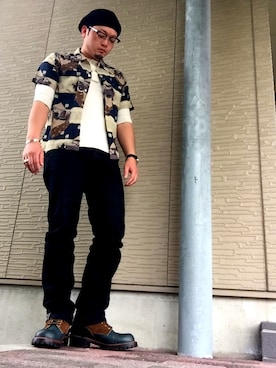 「BELAFONTE（ベラフォンテ）のアイテム」を使った、柳原さん（メンズ・167cm）の春コーディネート
