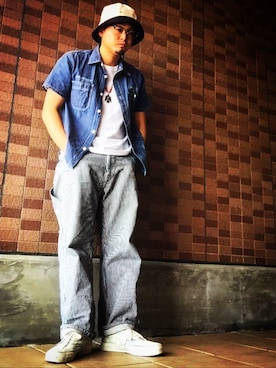 「BELAFONTE（ベラフォンテ）のアイテム」を使った、柳原さん（メンズ・167cm）の春コーディネート