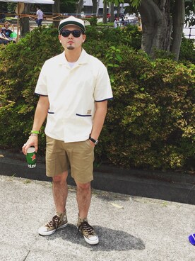 「BELAFONTE（ベラフォンテ）のアイテム」を使った、柳原さん（メンズ・167cm）の夏コーディネート