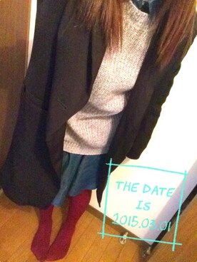 「デニムワンピース」｜「アイテム（チェスターコート）」を使った、kay ☘︎さん（レディース・153cm）の春コーディネート
