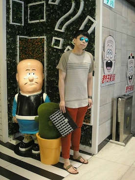 「CACHAREL（キャシャレル）のアイテム」を使った、Panda Ngさん（メンズ・179cm）の秋コーディネート