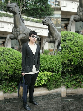 「CARRERA（カレラ）のアイテム」を使った、Panda Ngさん（メンズ・179cm）の秋コーディネート