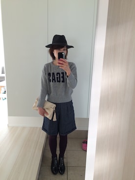 「ロゴニット」｜「アイテム（ブーティ）」を使った、mayuさん（レディース・155cm）の冬コーディネート