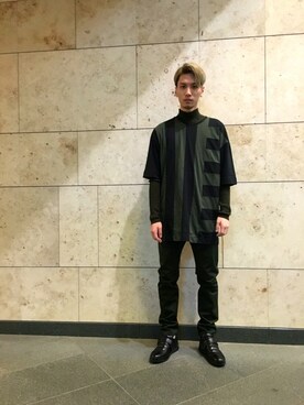 「DIESEL BLACK GOLD（ディーゼル ブラック ゴールド）のアイテム（Tシャツ/カットソー、グリーン系）」を使った、GISSI-さん（メンズ・180cm）の秋コーディネート