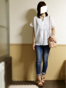 「スキッパーシャツ」｜「アイテム（キャミソール）」を使った、anmitu : )さん（レディース・167cm）の夏コーディネート