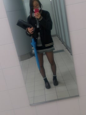 「RAGEBLUE（レイジブルー）のアイテム（スタジャン）」を使った、tugumiさん（レディース・163cm）の冬コーディネート