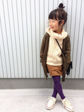 「H&M（エイチ・アンド・エム）のアイテム（スカート）」を使った、nanaさん（キッズ・100cm）の秋コーディネート