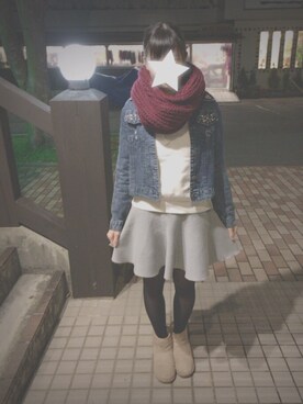 ぷー子さんの「ニットフレアスカート」を使ったコーディネート