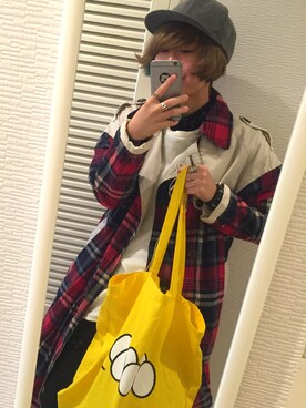 「KAPITAL」｜「アイテム（キャップ）」を使った、カジさん（レディース・162cm）の冬コーディネート