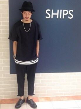 「SHIPS JET BLUE（シップスジェットブルー）のアイテム（スニーカー）」を使った、深尾さん（メンズ・177cm）の夏コーディネート