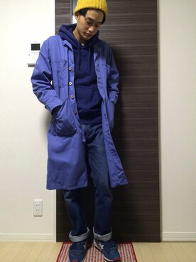 「ブルーコーデ」｜「アイテム（カバーオール）」を使った、すけさん（メンズ・171cm）の秋コーディネート