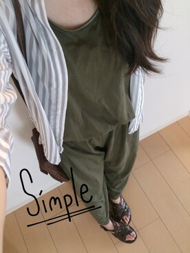 「アイテム（つなぎ/オールインワン、グリーン系）」を使った、komiさん（レディース・161cm）の夏コーディネート
