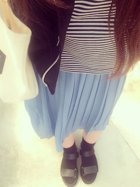 「Ray BEAMS（レイビームス）のアイテム（ブルゾン）」を使った、sakoさん（レディース・153cm）の春コーディネート