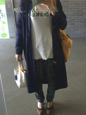 「ミニトート」｜「アイテム（パンプス）」を使った、藍さん（レディース・166cm）の秋コーディネート