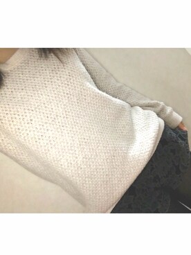 「UNIQLO（ユニクロ）のアイテム（ニット/セーター、ホワイト系）」を使った、rukaさん（レディース・153cm）の冬コーディネート