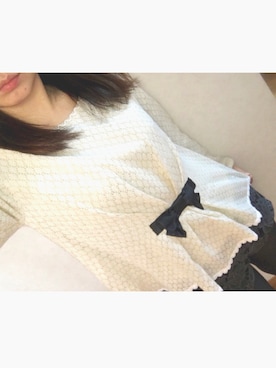 「cote-deのアイテム（Tシャツ/カットソー、ホワイト系）」を使った、rukaさん（レディース・153cm）の冬コーディネート
